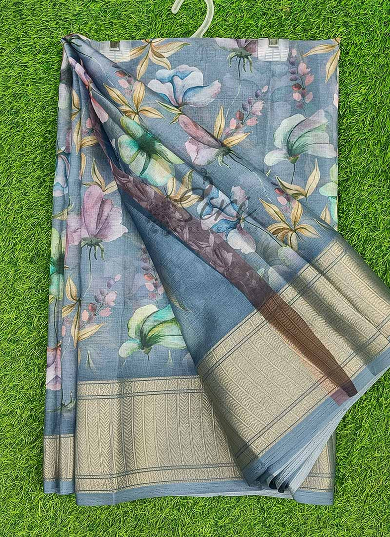 Lovely Soft Crepe Organza Saree in Digital Print