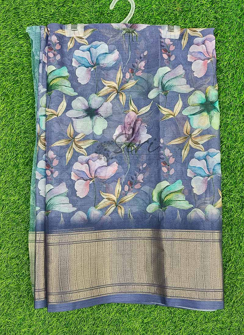 Lovely Soft Crepe Organza Saree in Digital Print