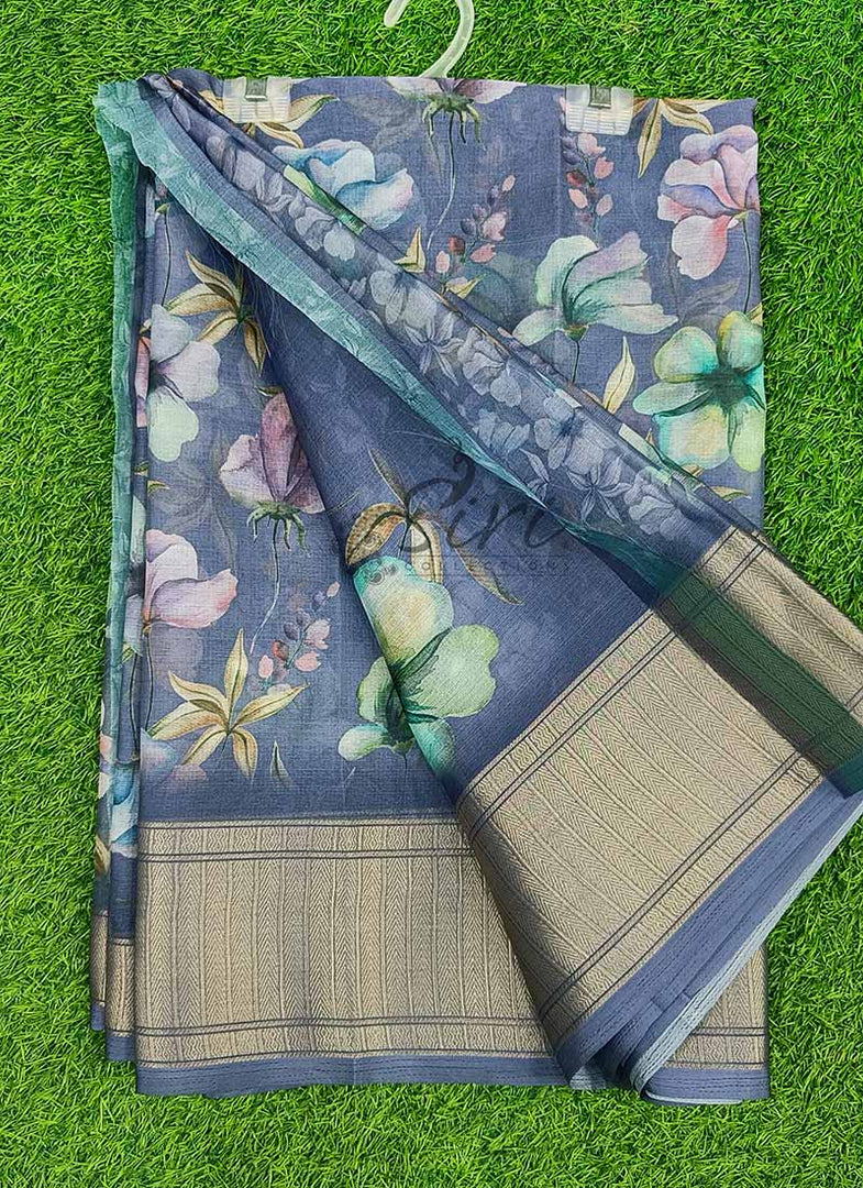 Lovely Soft Crepe Organza Saree in Digital Print