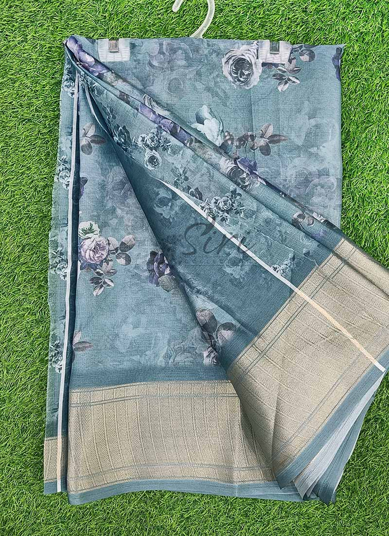 Lovely Soft Crepe Organza Saree in Digital Print