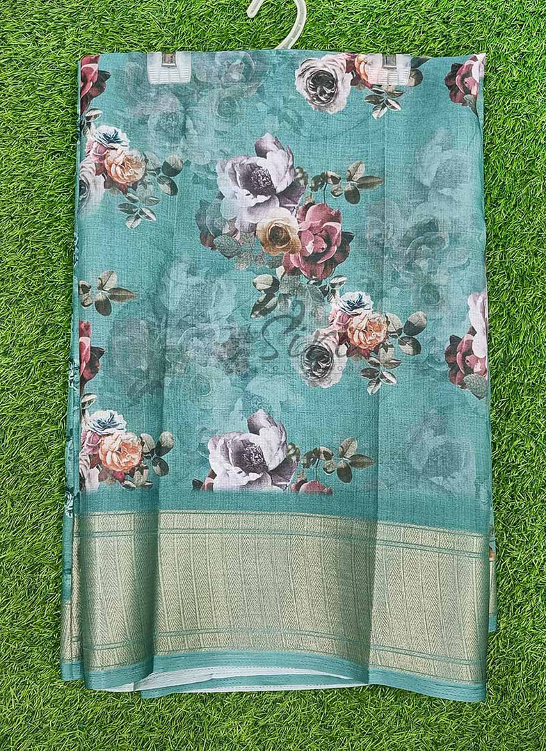 Lovely Soft Crepe Organza Saree in Digital Print