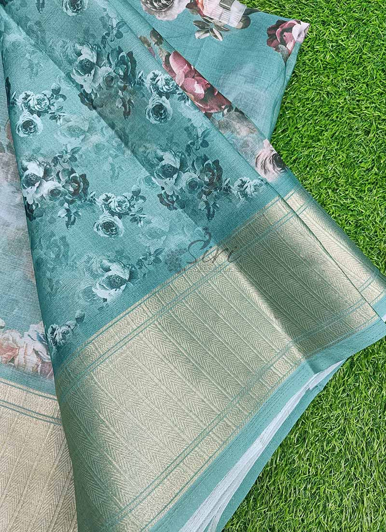 Lovely Soft Crepe Organza Saree in Digital Print