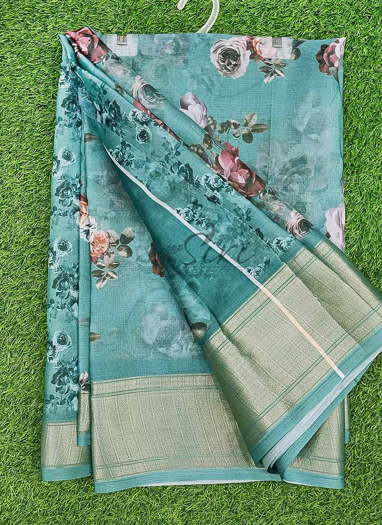 Lovely Soft Crepe Organza Saree in Digital Print