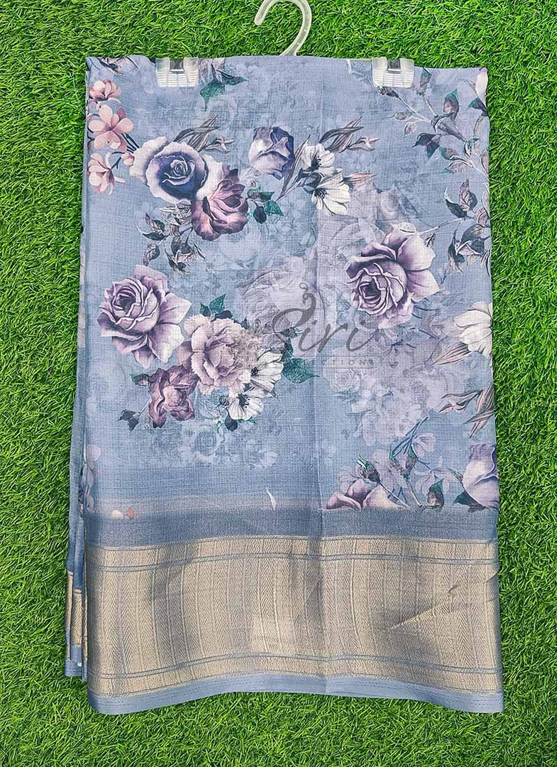 Lovely Soft Crepe Organza Saree in Digital Print