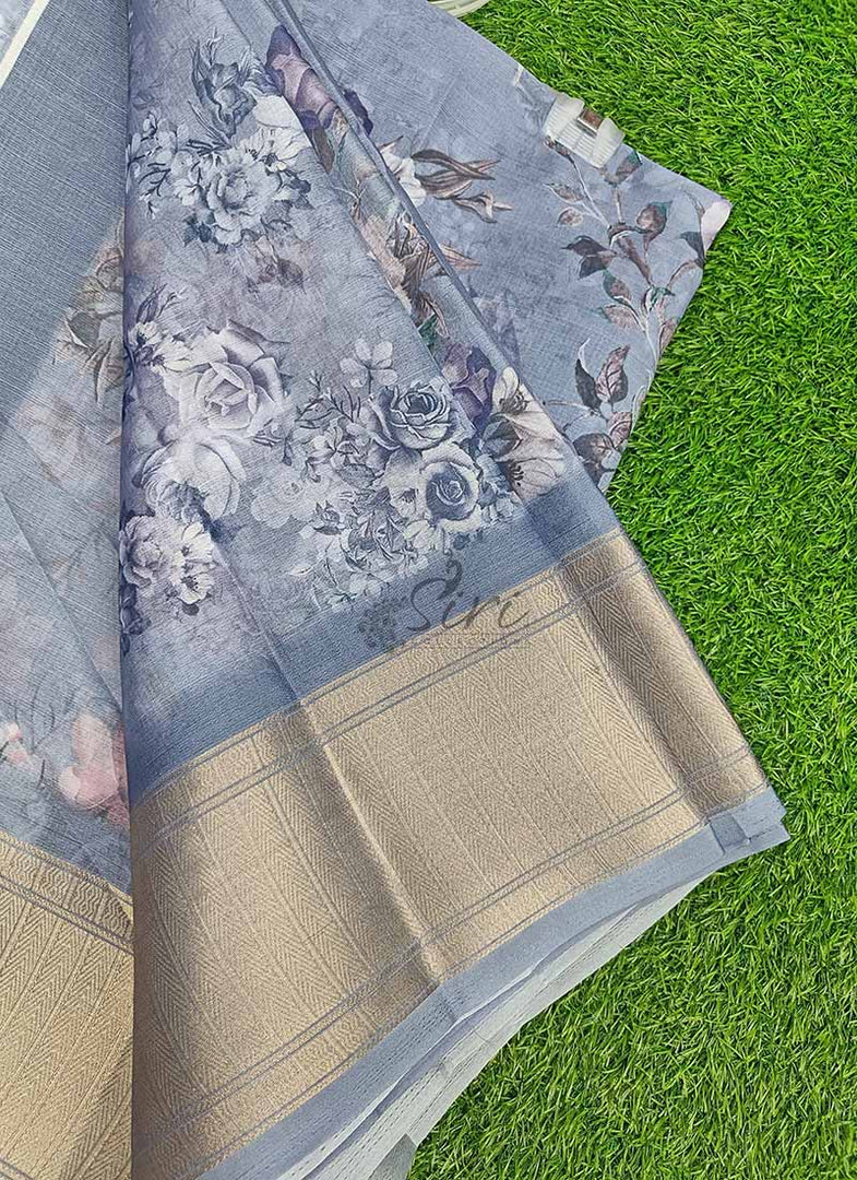 Lovely Soft Crepe Organza Saree in Digital Print