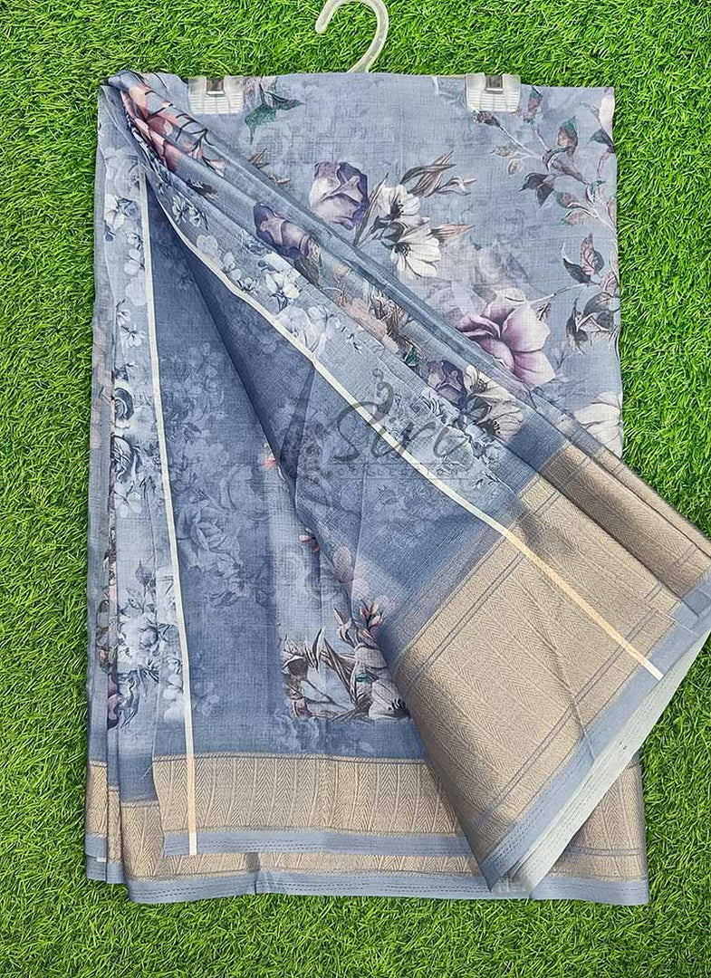 Lovely Soft Crepe Organza Saree in Digital Print