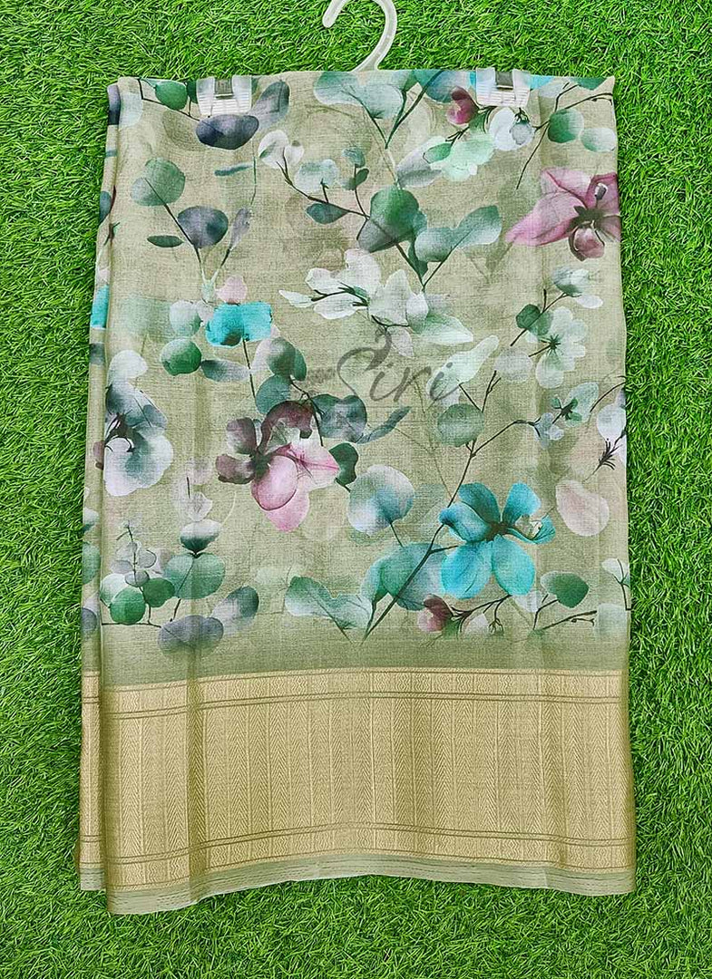 Lovely Soft Crepe Organza Saree in Digital Print