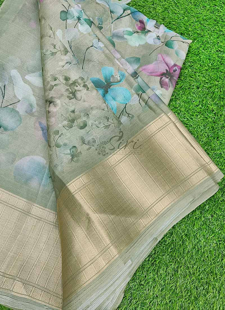 Lovely Soft Crepe Organza Saree in Digital Print