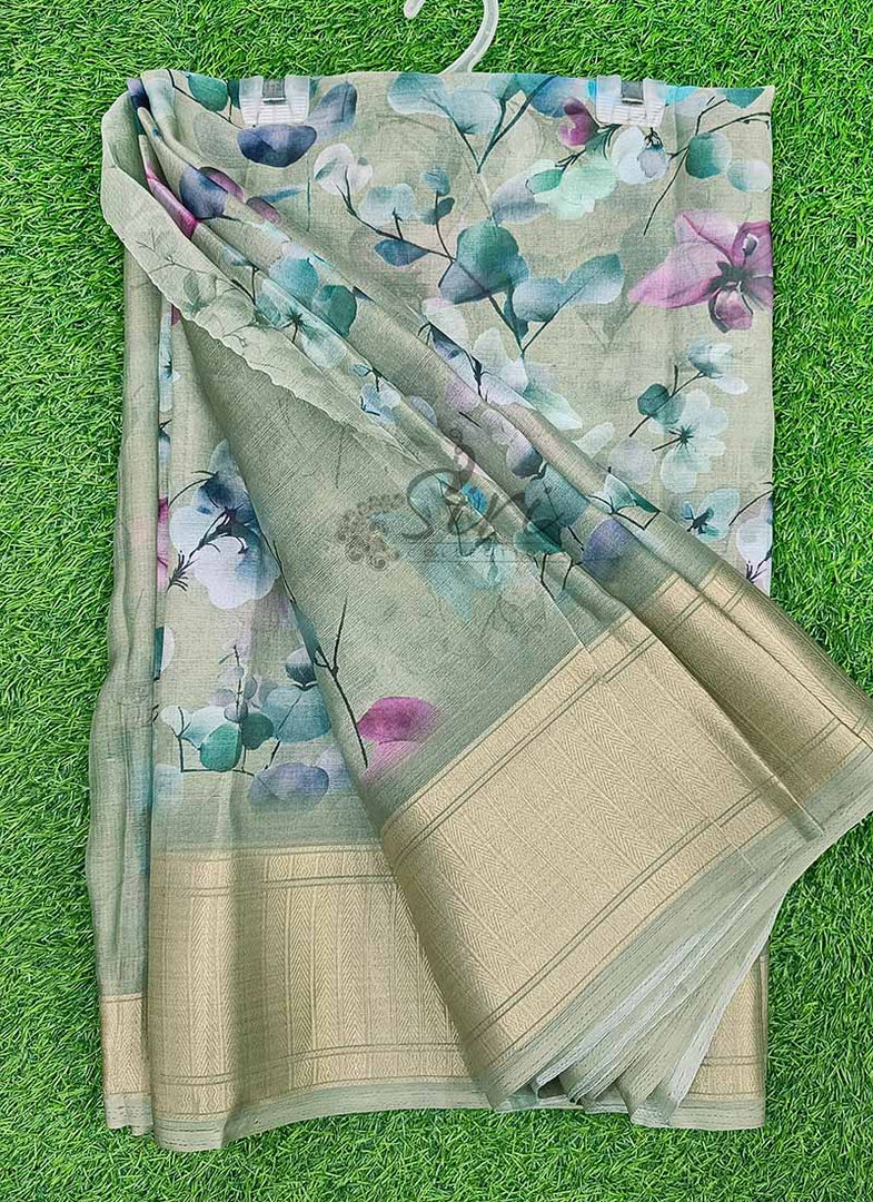 Lovely Soft Crepe Organza Saree in Digital Print