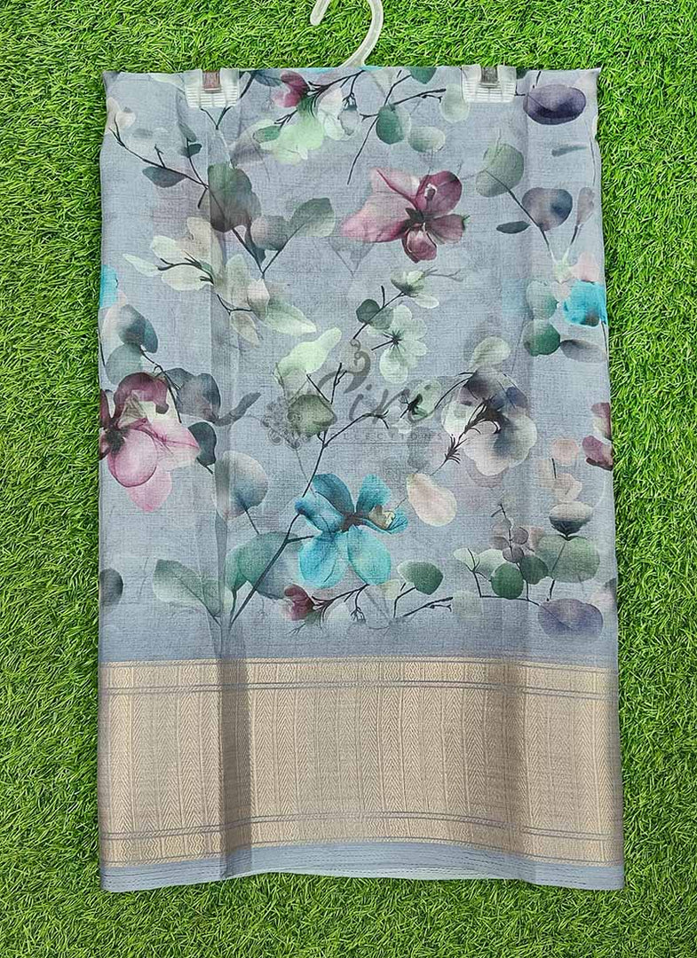 Lovely Soft Crepe Organza Saree in Digital Print