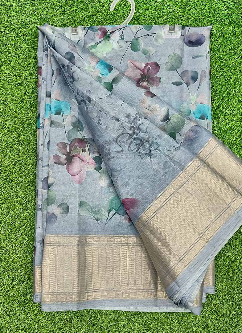 Lovely Soft Crepe Organza Saree in Digital Print