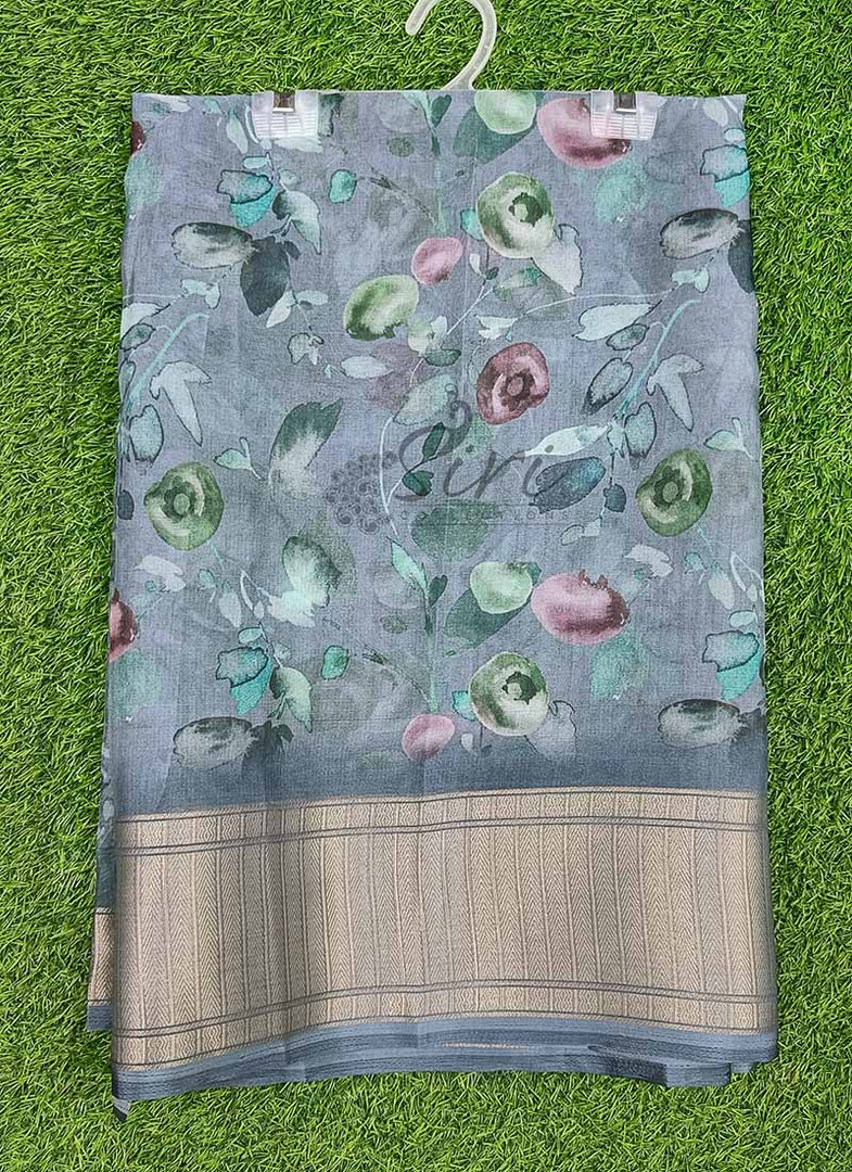 Lovely Soft Crepe Organza Saree in Digital Print