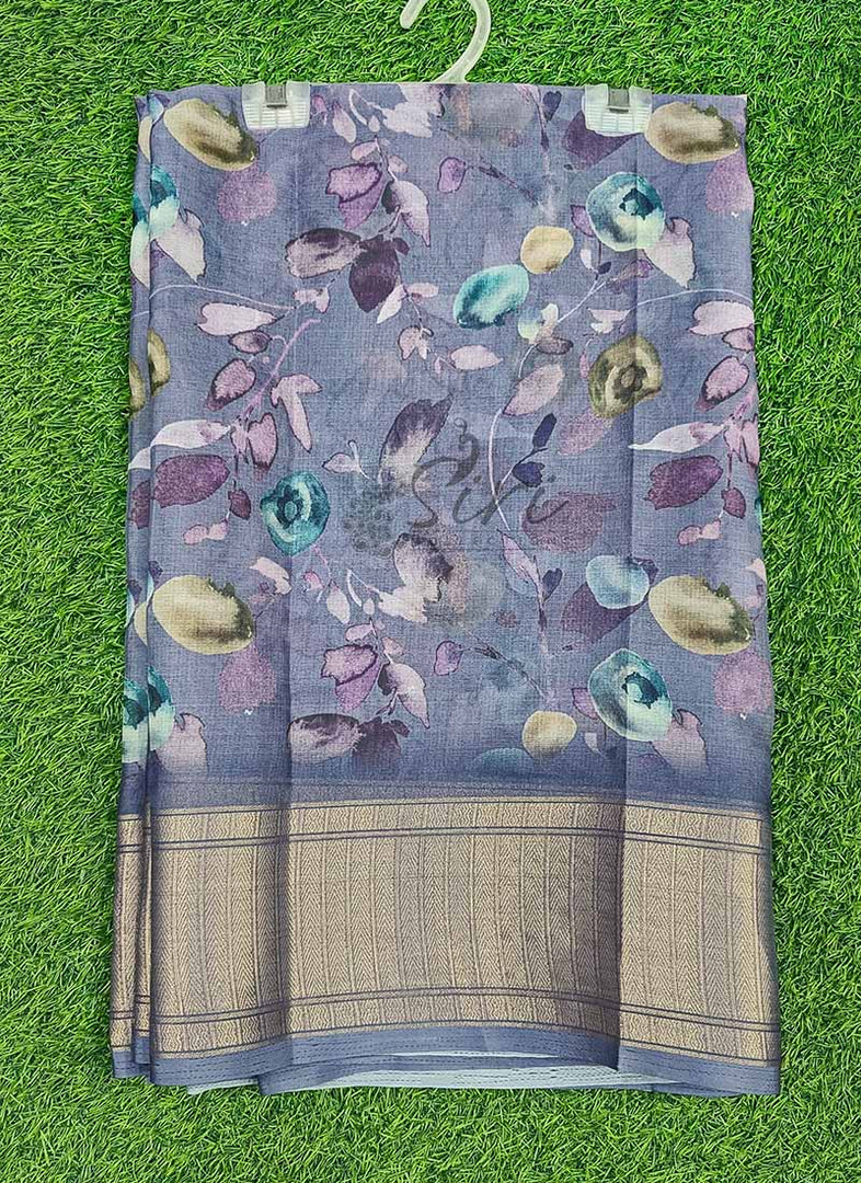 Lovely Soft Crepe Organza Saree in Digital Print