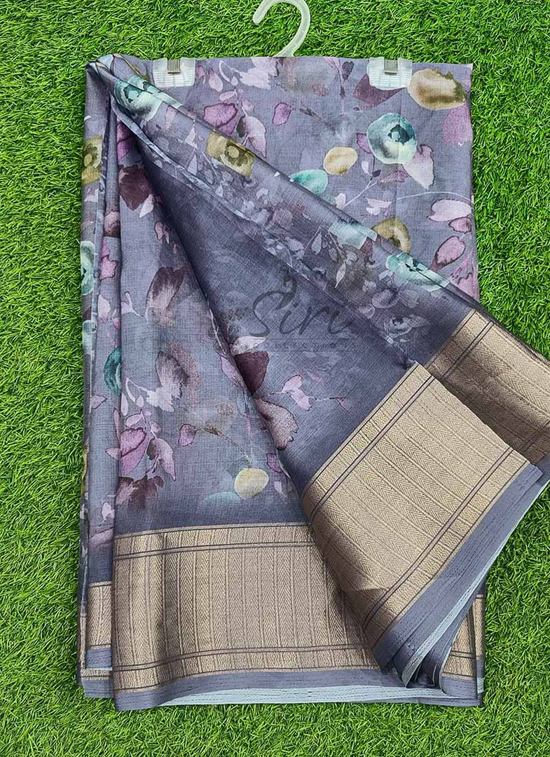 Lovely Soft Crepe Organza Saree in Digital Print