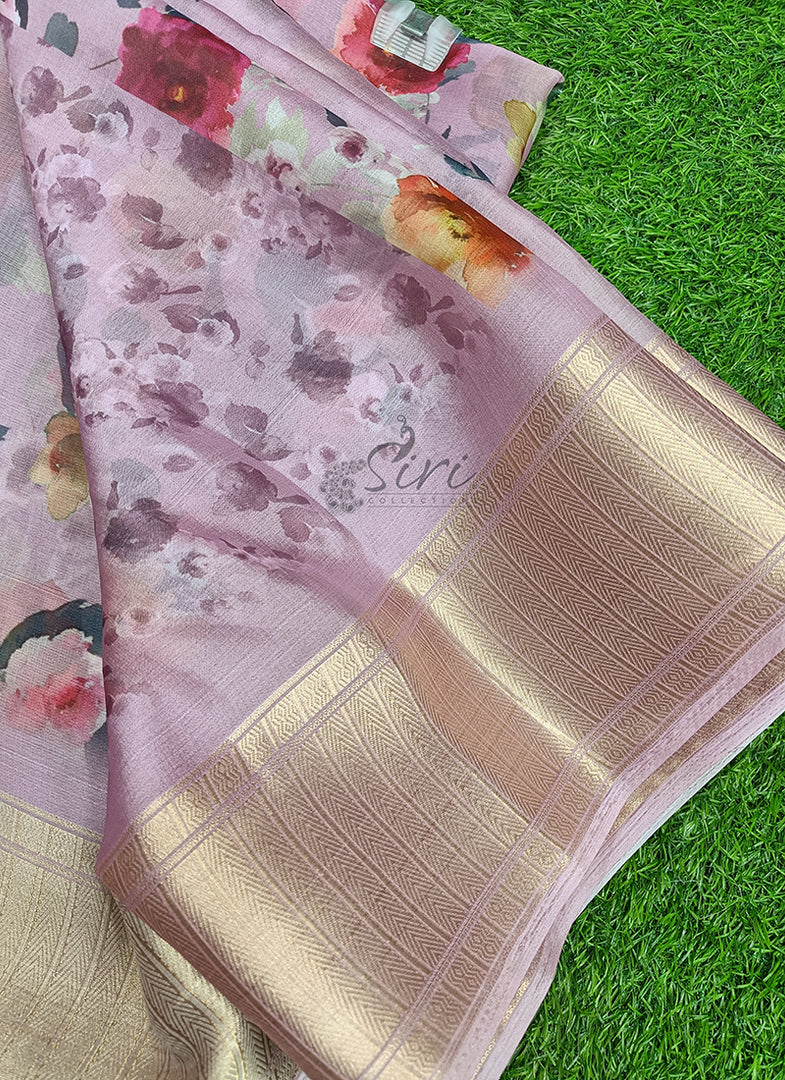 Lovely Soft Crepe Organza Saree in Digital Print