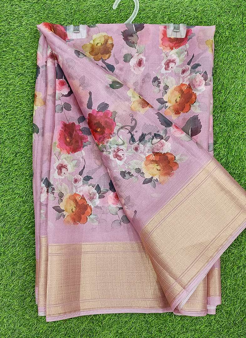 Lovely Soft Crepe Organza Saree in Digital Print