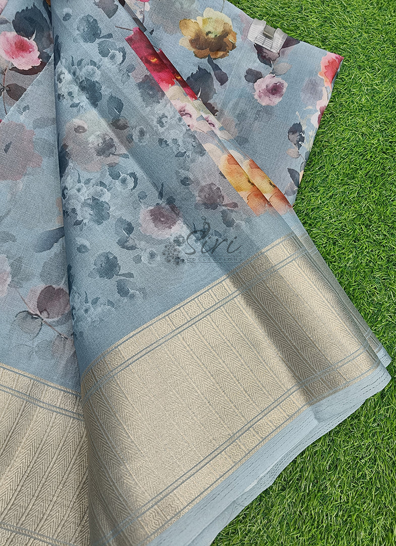 Lovely Soft Crepe Organza Saree in Digital Print