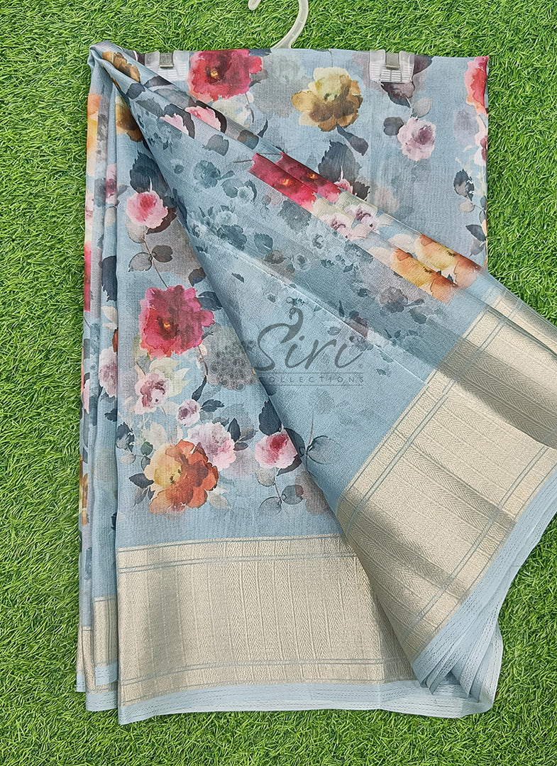 Lovely Soft Crepe Organza Saree in Digital Print