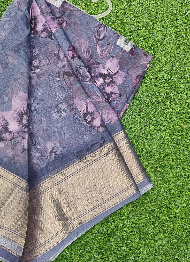 Lovely Soft Crepe Organza Saree in Digital Print