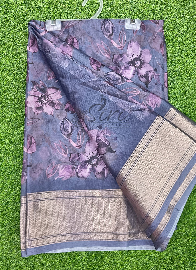 Lovely Soft Crepe Organza Saree in Digital Print