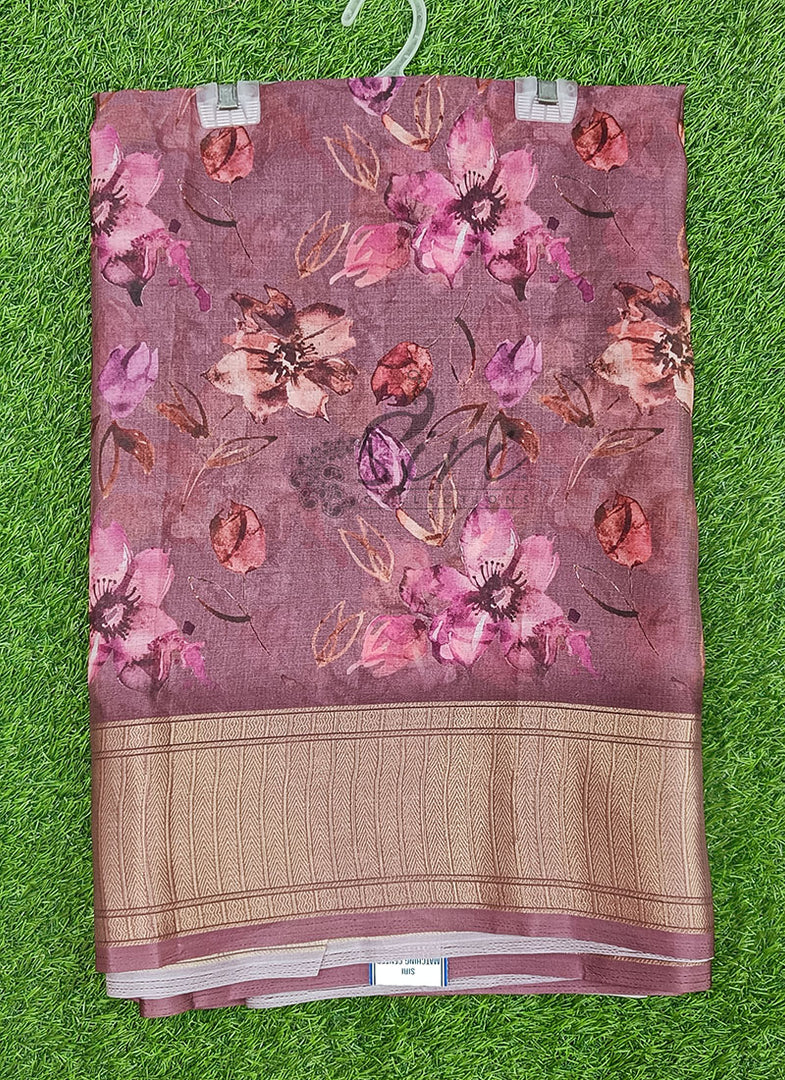 Lovely Soft Crepe Organza Saree in Digital Print