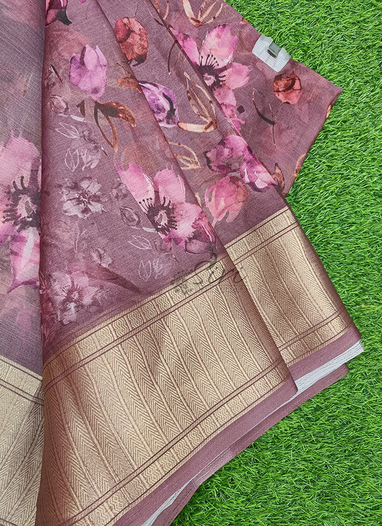 Lovely Soft Crepe Organza Saree in Digital Print