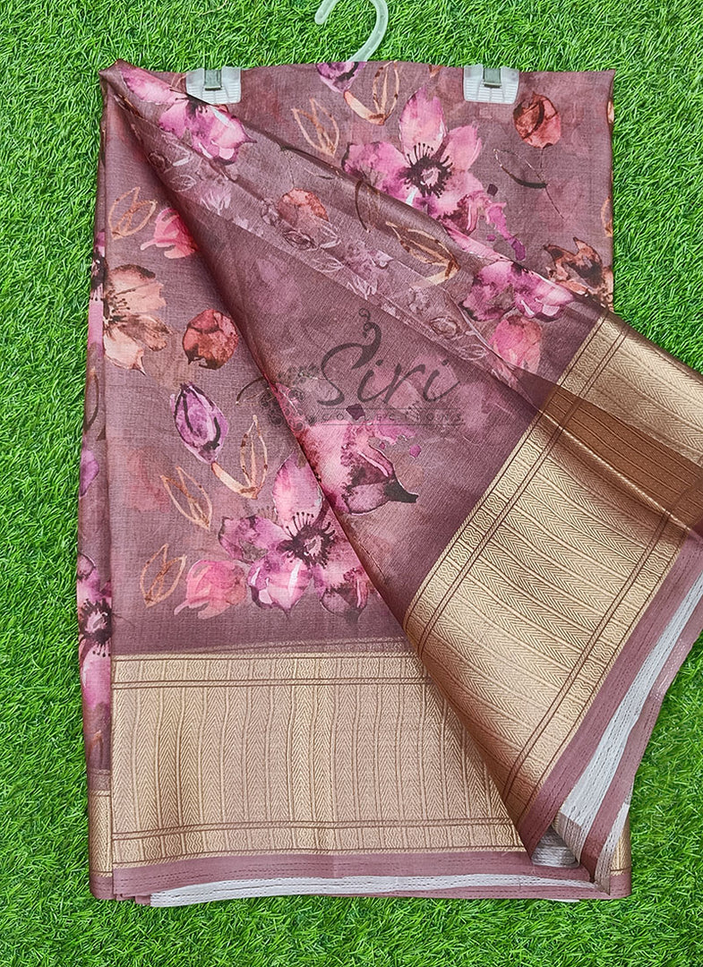 Lovely Soft Crepe Organza Saree in Digital Print