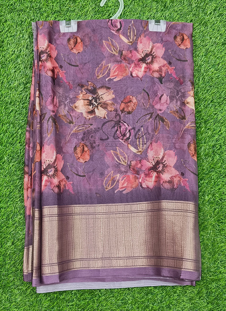 Lovely Soft Crepe Organza Saree in Digital Print