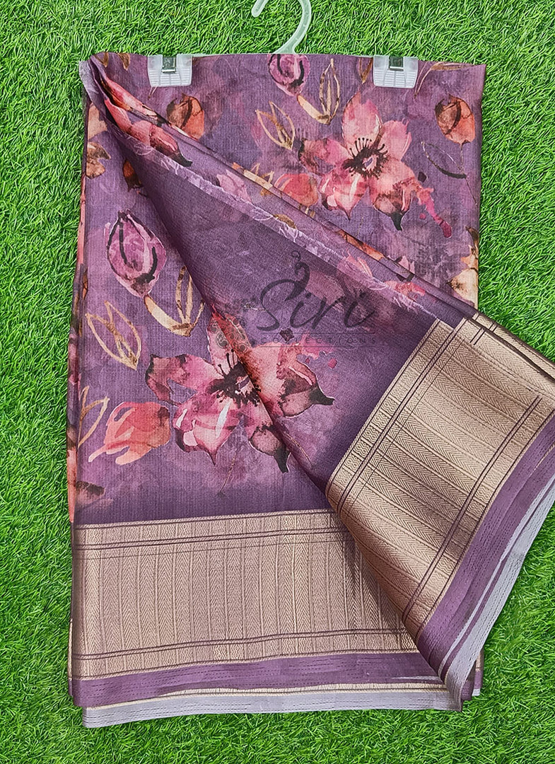 Lovely Soft Crepe Organza Saree in Digital Print