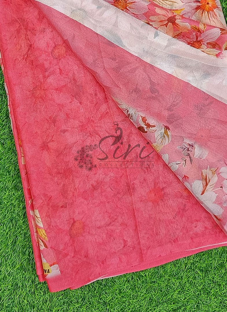 Digital Print Crepe Georgette Saree