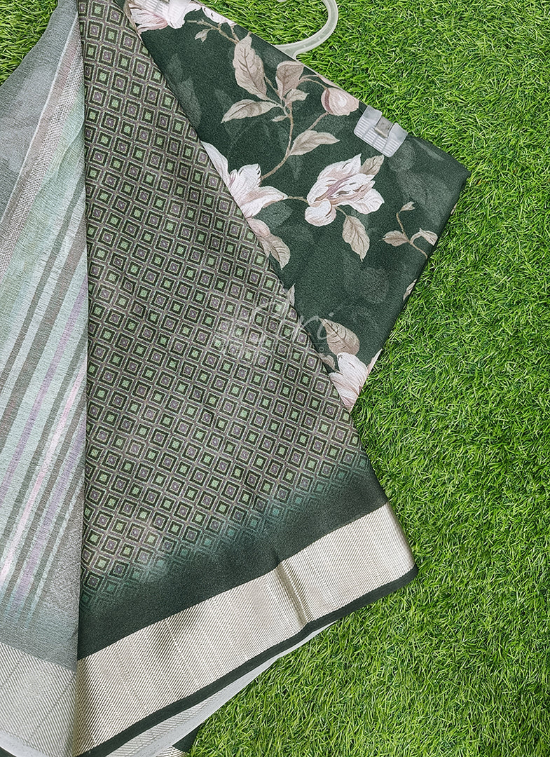 Lovely Digital Print Moss Georgette Saree