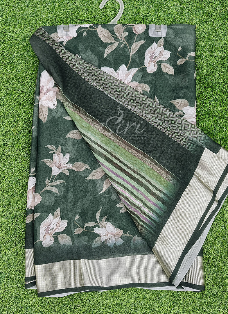 Lovely Digital Print Moss Georgette Saree