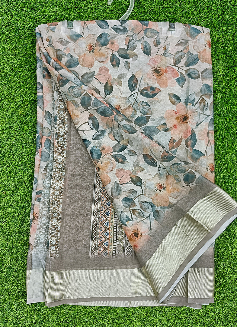 Lovely Digital Print Moss Georgette Saree