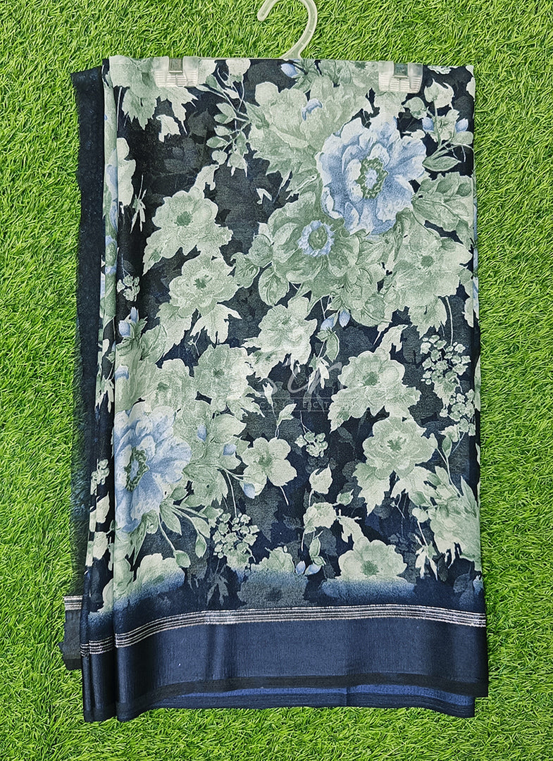 Lovely Moss Georgette Saree in Satin Borders