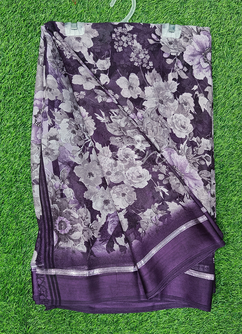 Lovely Moss Georgette Saree in Satin Borders