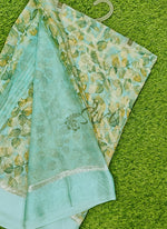 Load image into Gallery viewer, Lovely Moss Georgette Saree in Satin Borders
