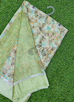 Load image into Gallery viewer, Lovely Moss Georgette Saree in Satin Borders
