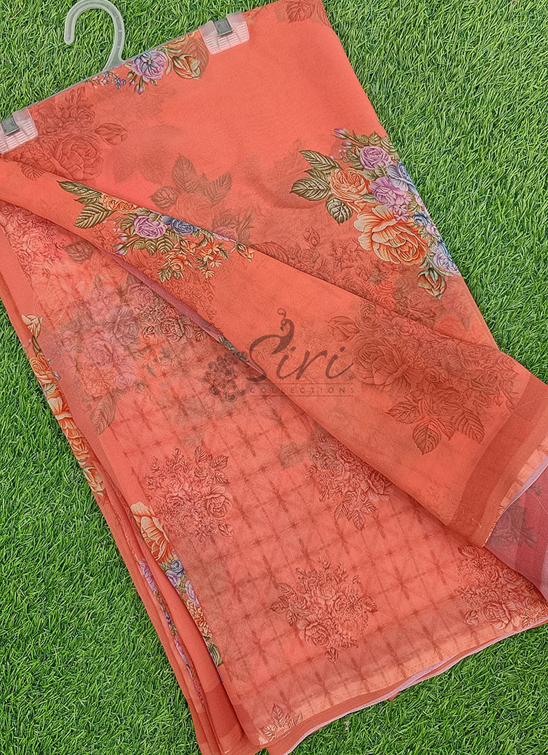 Digital Print Georgette Saree