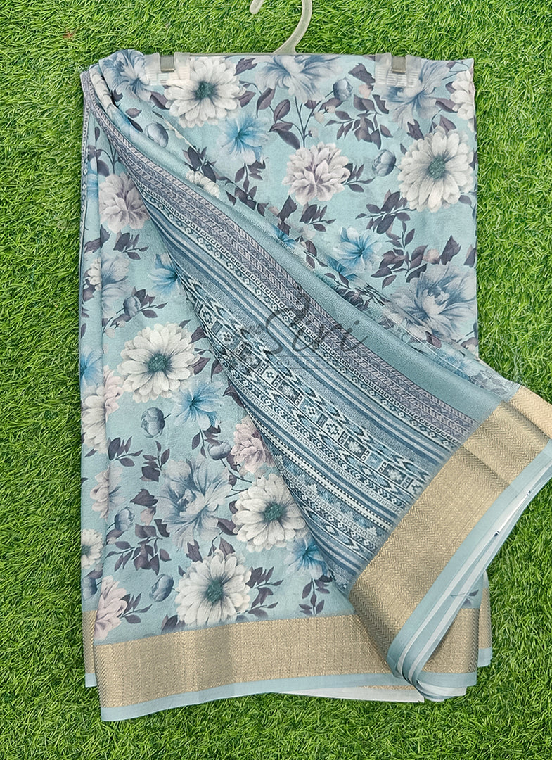 Lovely Digital Print Moss Georgette Saree