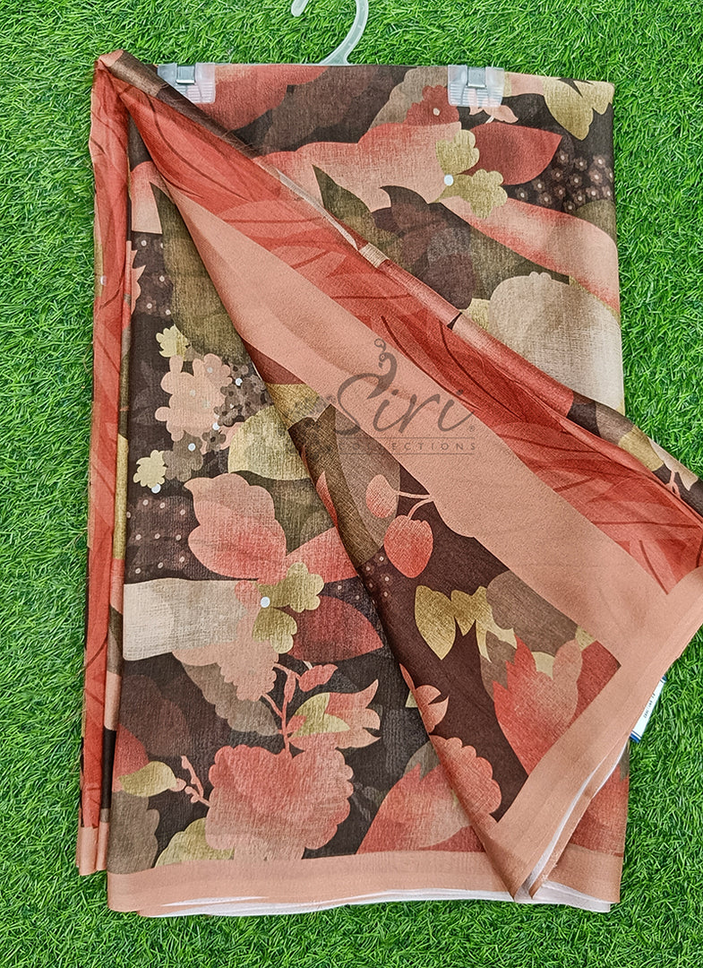 Latest Digital Print Crepe Georgette Saree