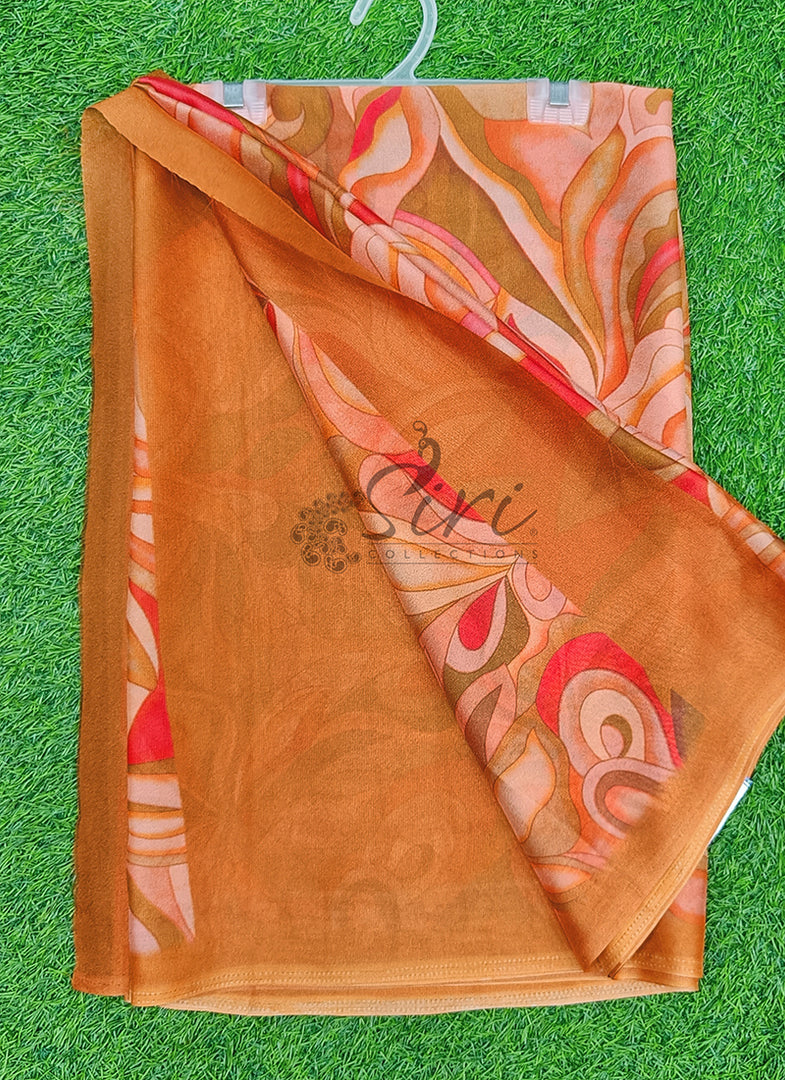 Latest Digital Print Crepe Georgette Saree