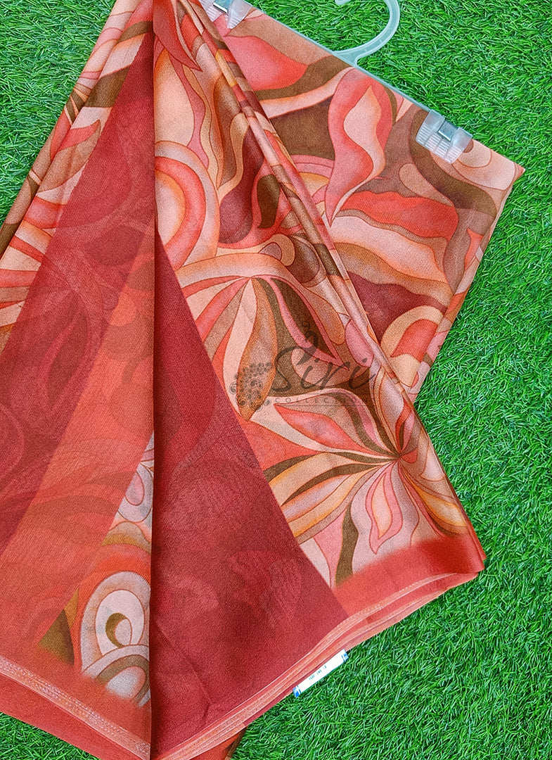 Latest Digital Print Crepe Georgette Saree