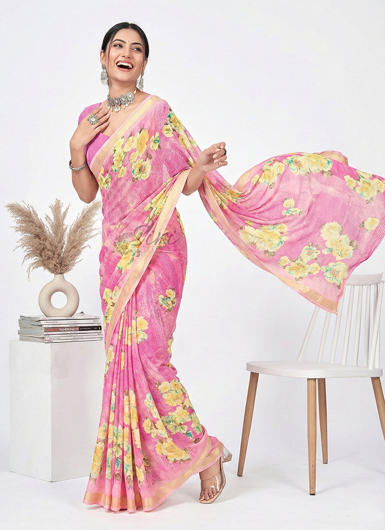 Latest Beautiful Digital Print Georgette Saree