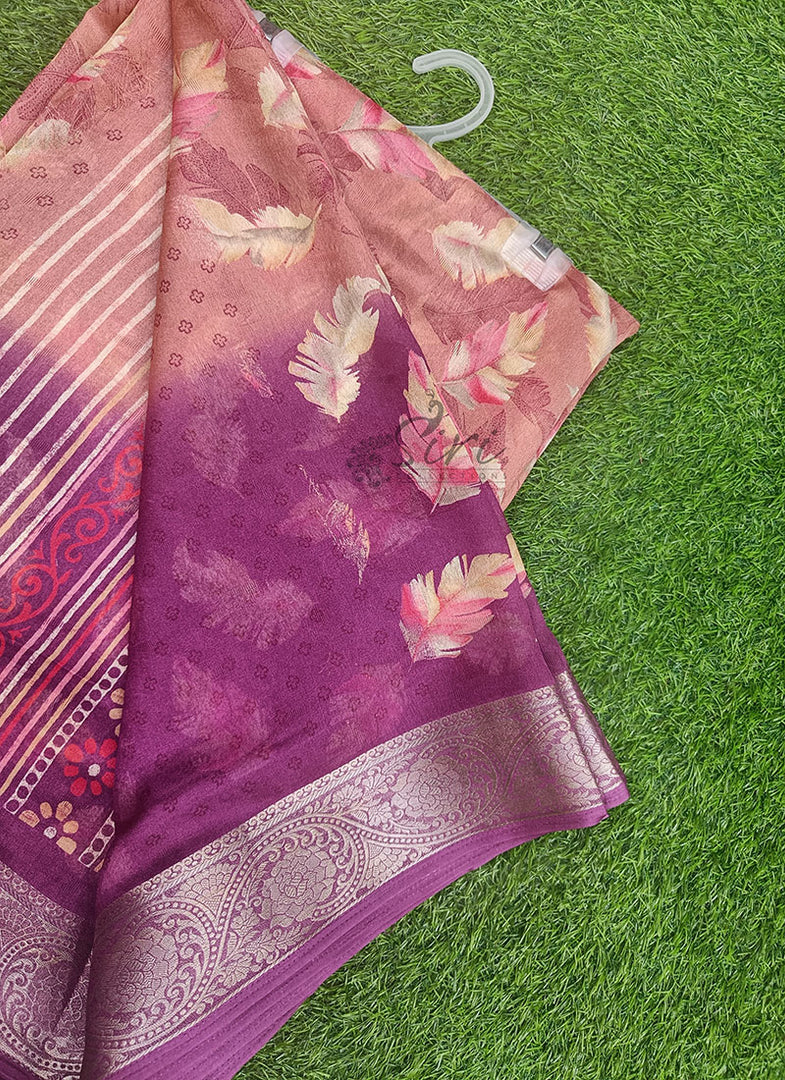 Lovely Printed Georgette Saree in Self Design