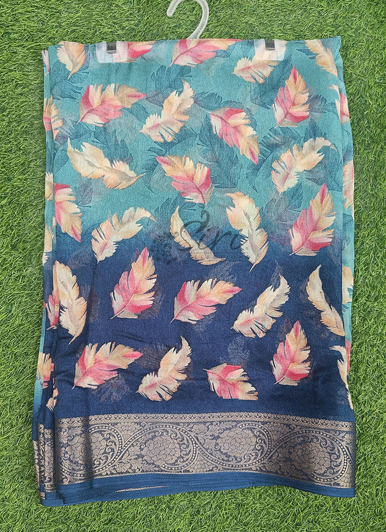 Lovely Printed Georgette Saree in Self Design