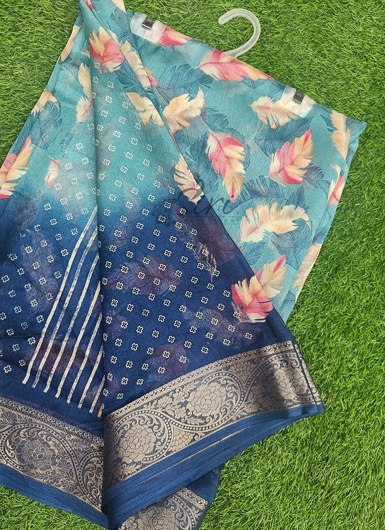 Lovely Printed Georgette Saree in Self Design
