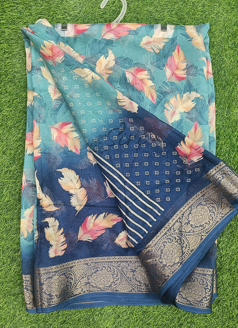 Lovely Printed Georgette Saree in Self Design