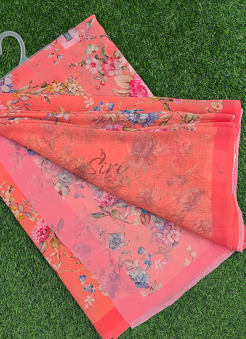Beautiful Digital Print Georgette Saree with Blouse