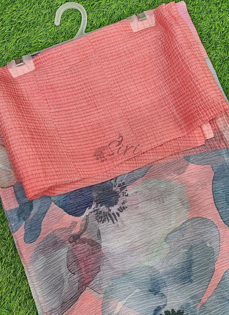 Lovely Digital Print Crush Saree