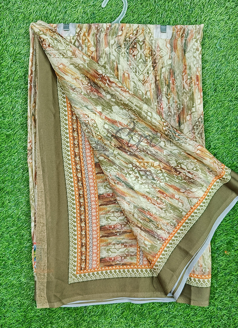 Latest Digital Print Crepe Georgette Saree